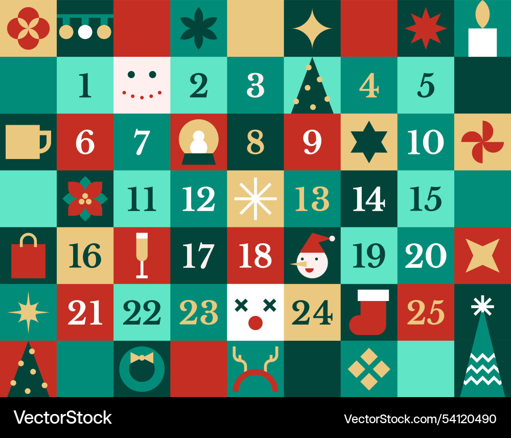 Colorful Advent Calendar Background Vector Image