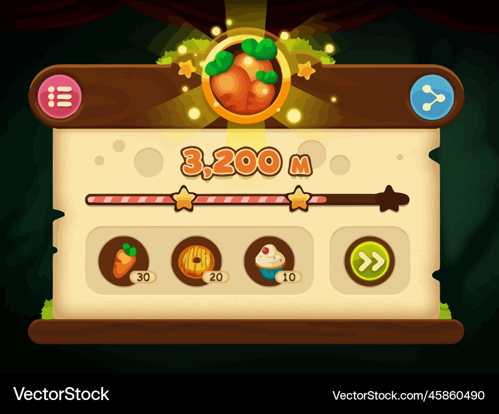 Complete set of level button game ui pop-up icon vector image