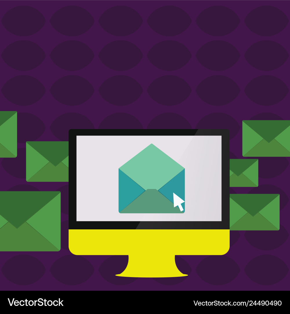 Computer screen with open color envelope and small Vector Image