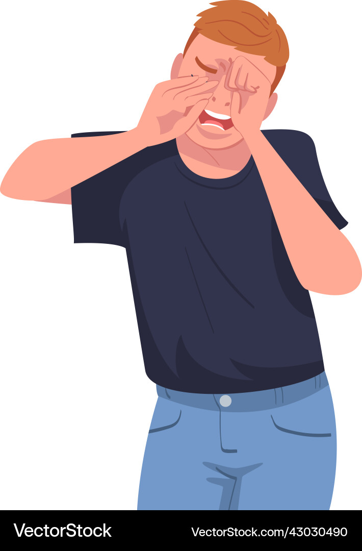 Crying man character weeping and sobbing from vector image