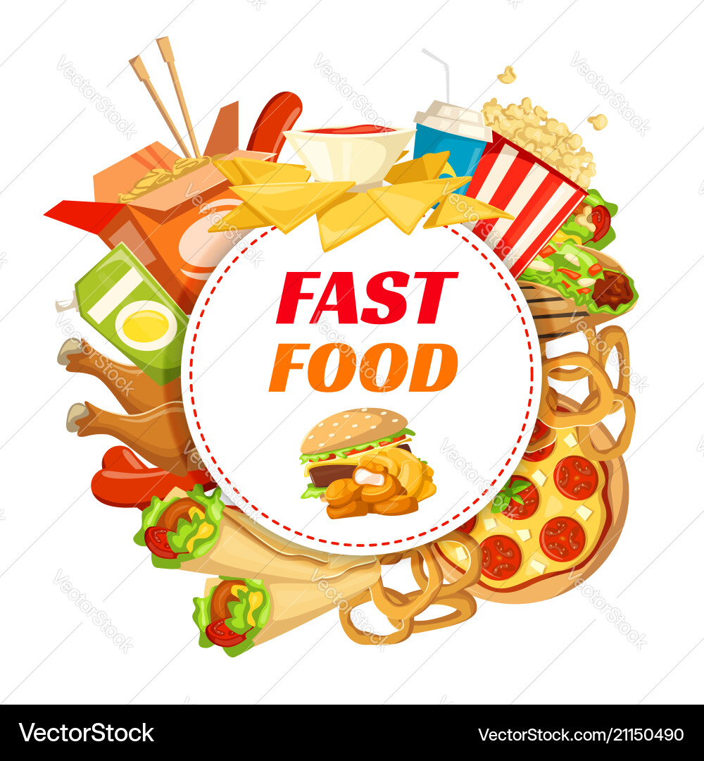 Fast Food Meal Poster - Lunch Menu Royalty Free Vector Image