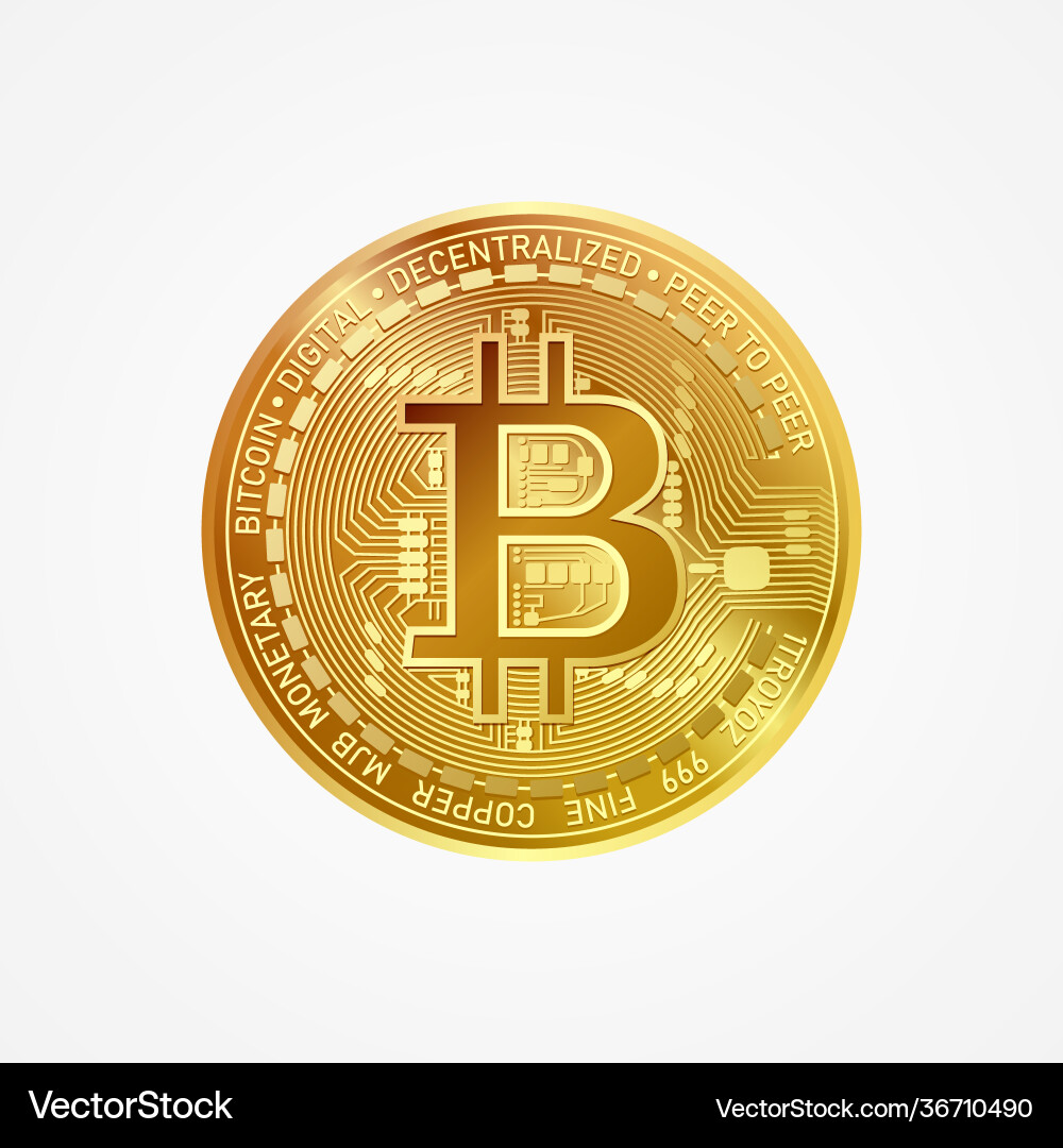Golden bitcoin icon isolated on white background – Royalty-Free Vector |  VectorStock