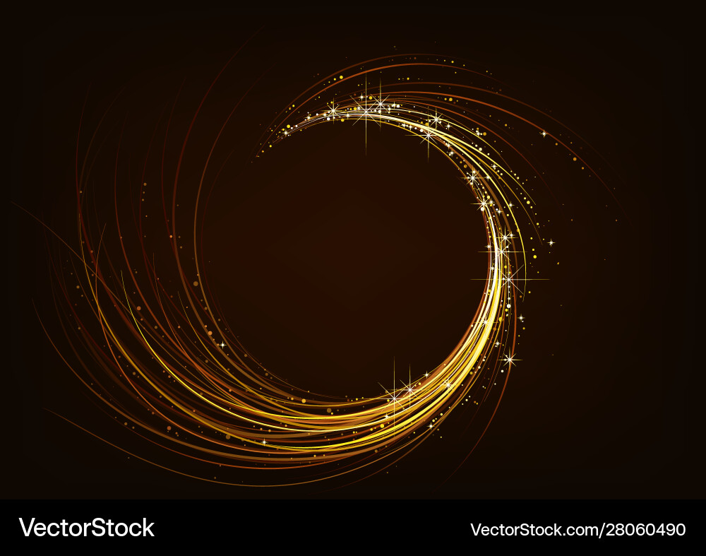 Golden funkelnde Spirale auf dunklem Hintergrund Golden funkelnde Spirale auf dunklem Hintergrund Vektorbild