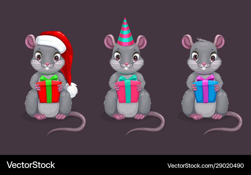 Lustiger Cartoon sitzen Maus mit Geschenkbox Lustiger Cartoon sitzen Maus mit Geschenkbox vektorbild