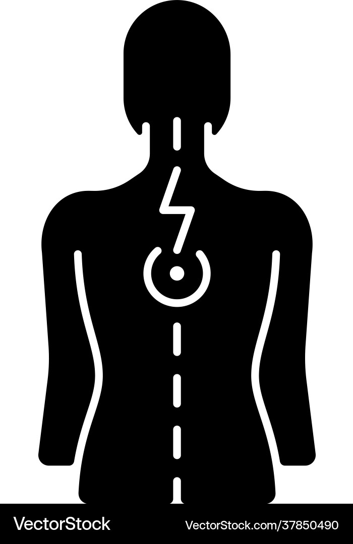 Pressure on spinal nerves black glyph icon Pressure on spinal nerves black glyph icon vector image