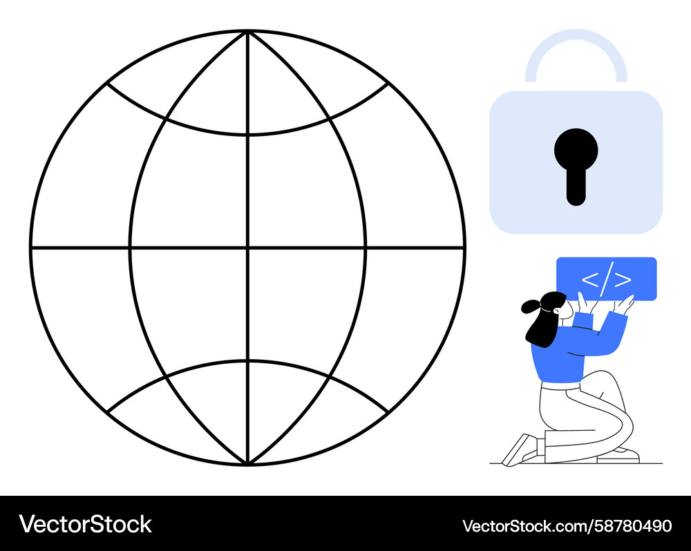 Secure Global Networking & Coding Vector Image
