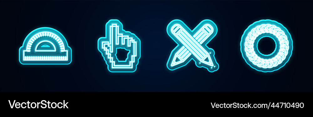 Set line protractor grid pixel hand cursor Set line protractor grid pixel hand cursor vector image
