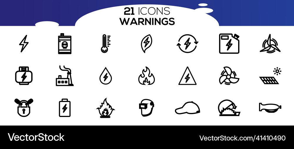 Simple set of warnings related line icons Simple set of warnings related line icons Vector Image