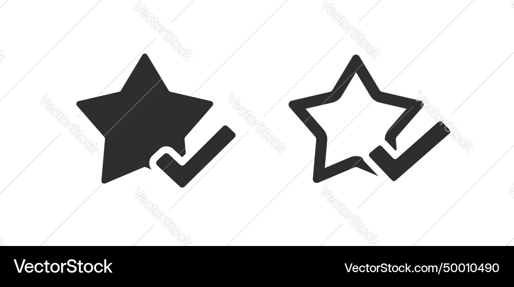 Star review check mark button element simple vector image