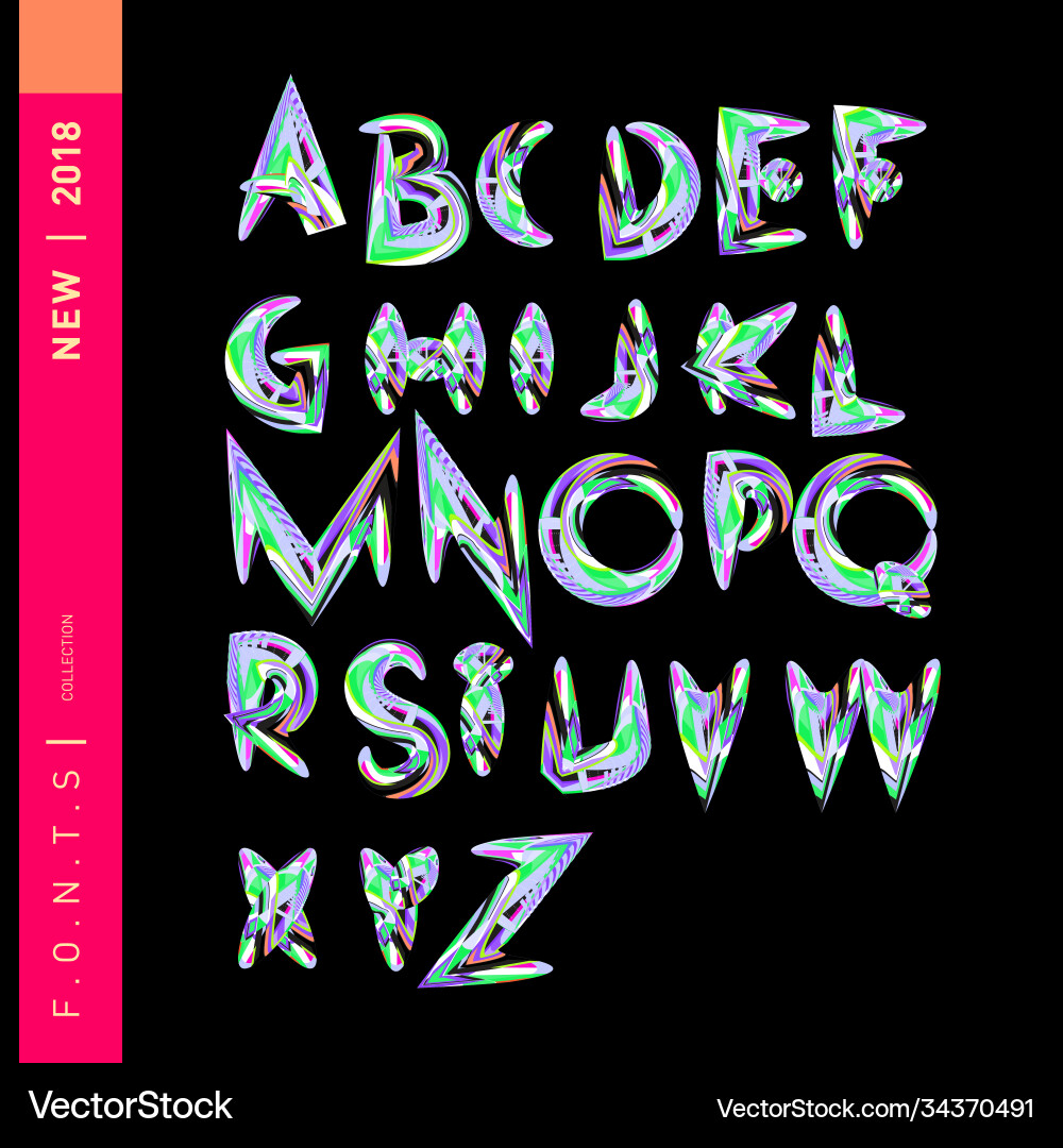 Abstract colorful font and alphabet Vector Image