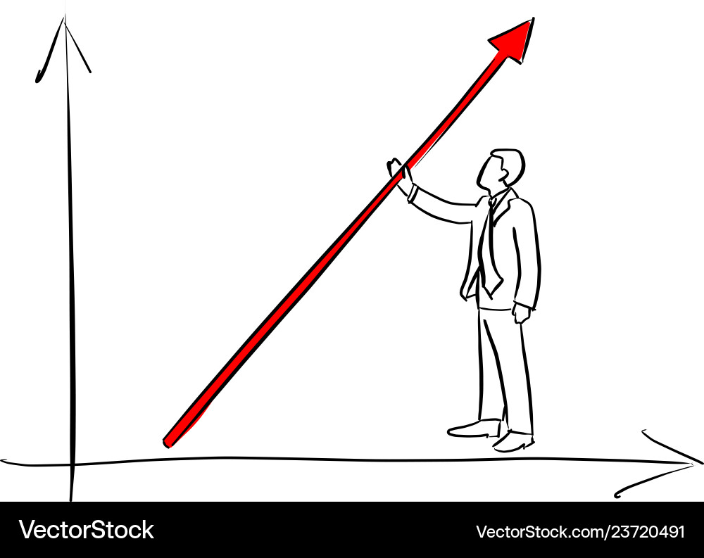 Businessman raise the red arrow for success Businessman raise the red arrow for success vector image