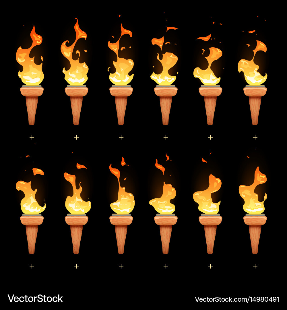 Cartoon Fire Torch Animation Sequence vector image