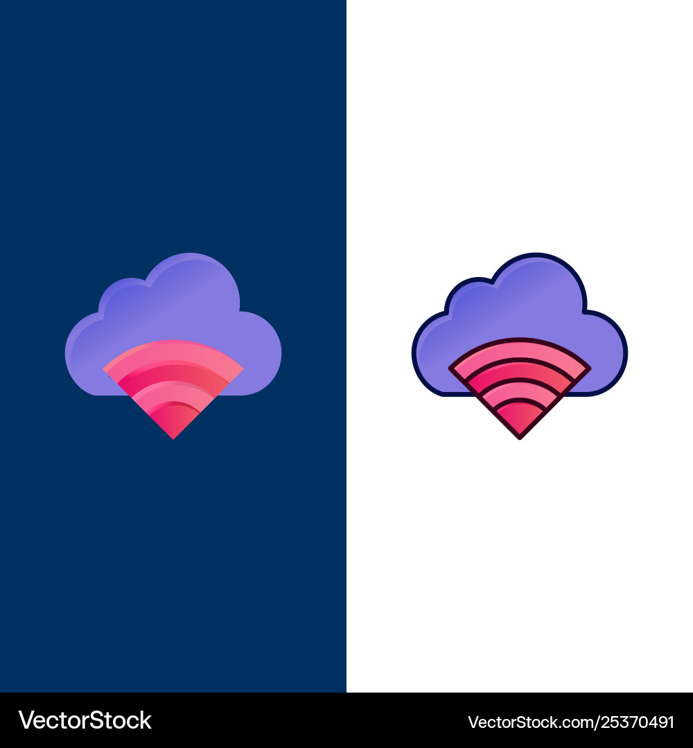 Cloud connection wifi signal icons flat and line Cloud connection wifi signal icons flat and line vector image