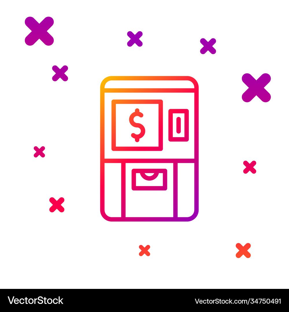 Color line atm - automated teller machine Color line atm - automated teller machine vector image