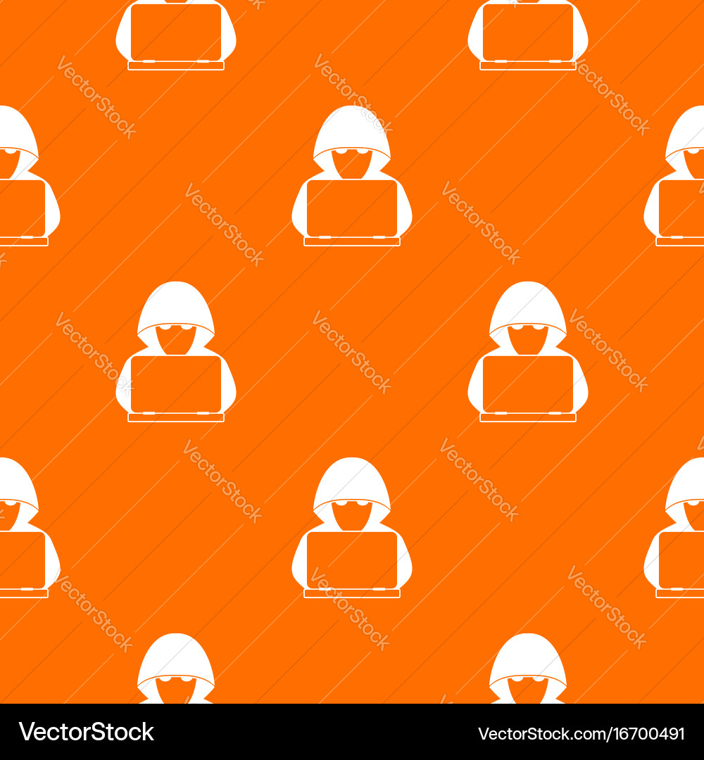 Computer hacker with laptop pattern seamless vector image