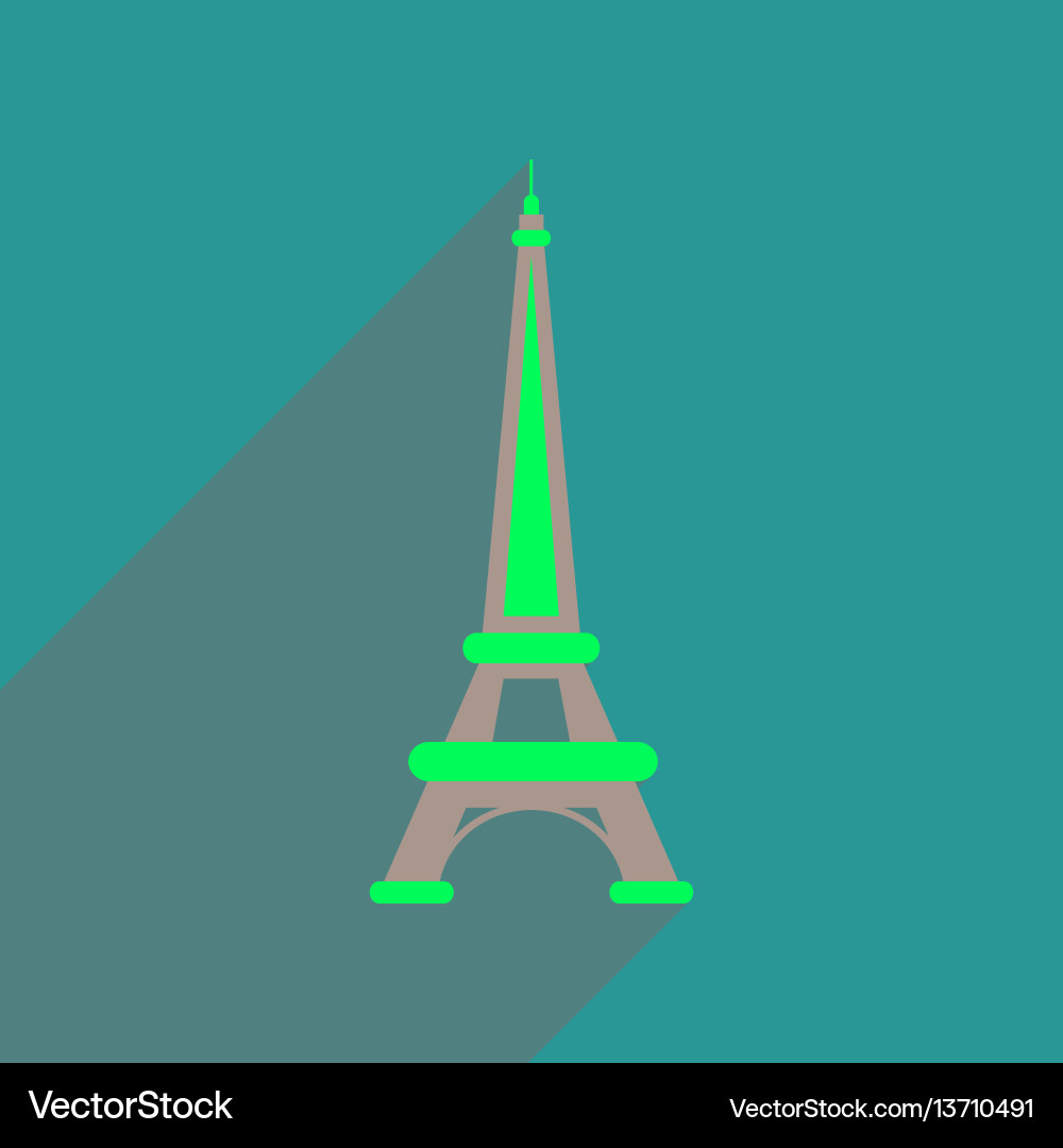 Flat web icon with long shadow eiffel tower vector image