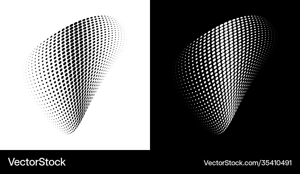 Halftone 3d circle dots curved gradient texture vector image