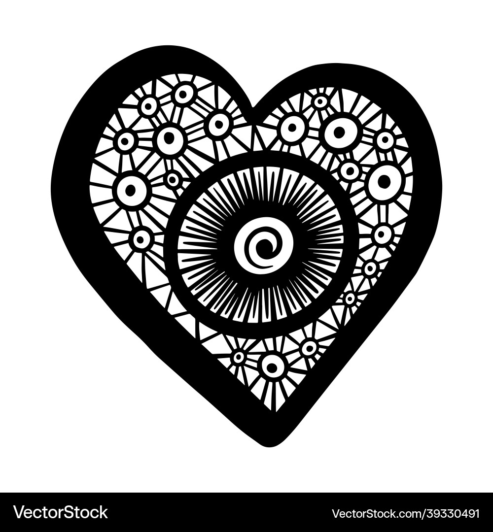 Hand drawn heart shape with patterns Vector Image