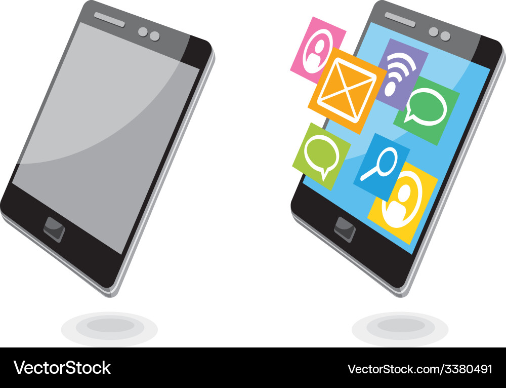 Mobile phone applications navigation communication vector image
