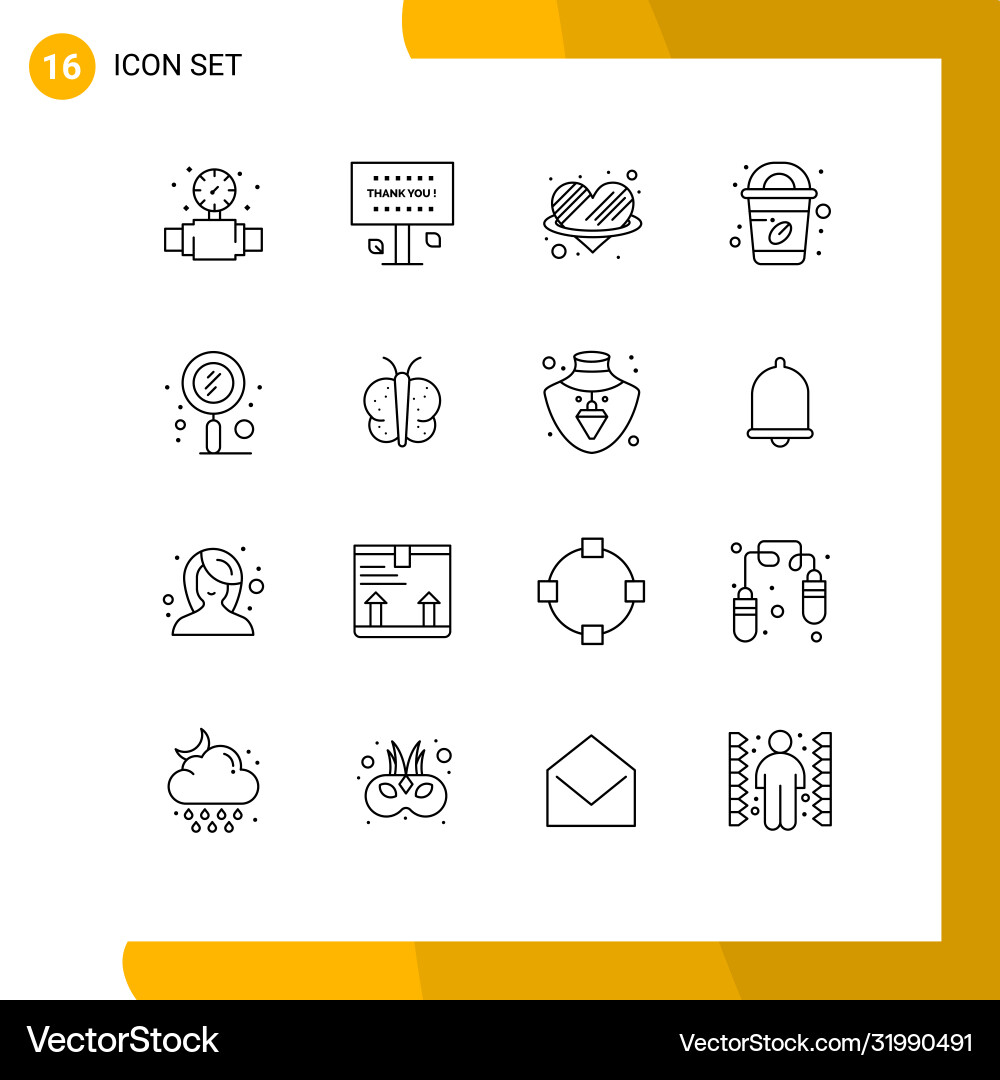 Pictograph set 16 simple outlines scan Vector Image