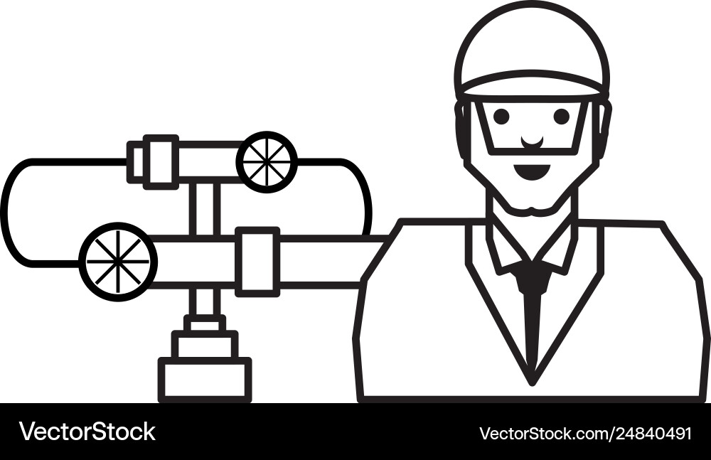 Pipeline petroleum with worker character Pipeline petroleum with worker character Vector Image