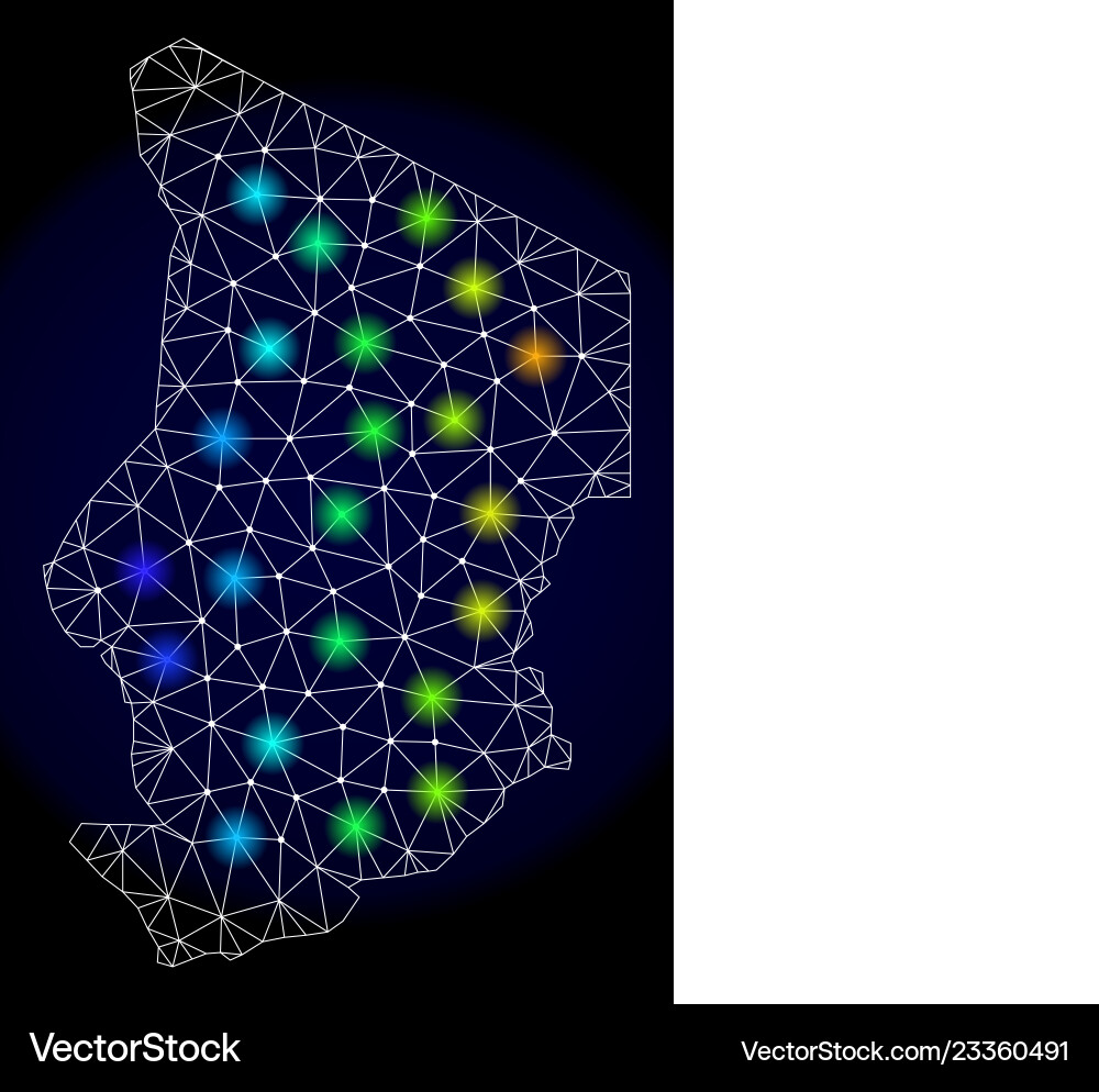 Polygonal 2d mesh map of chad with colorful light Vector Image