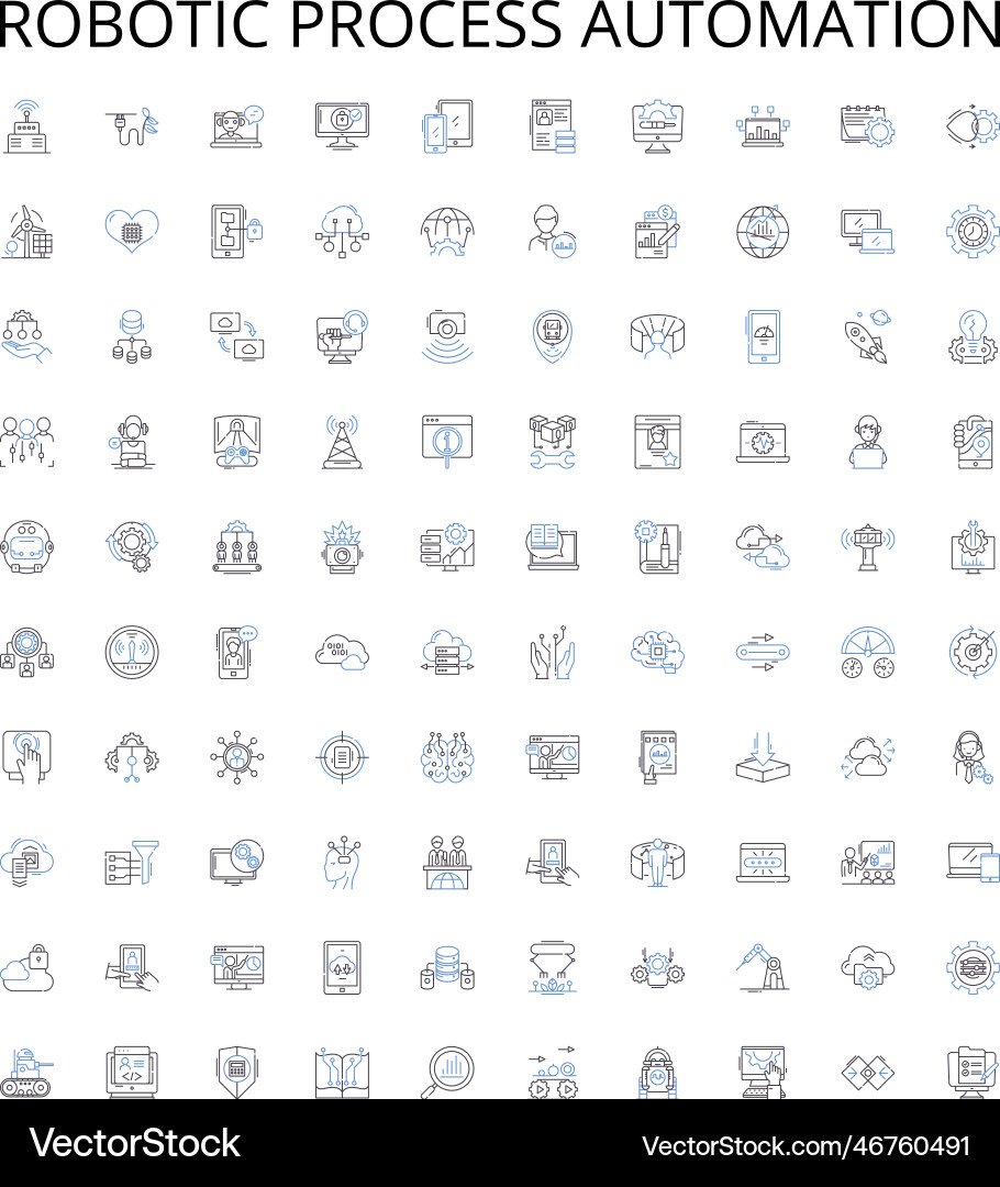 Robotic process automation outline icons Robotic process automation outline icons vector image
