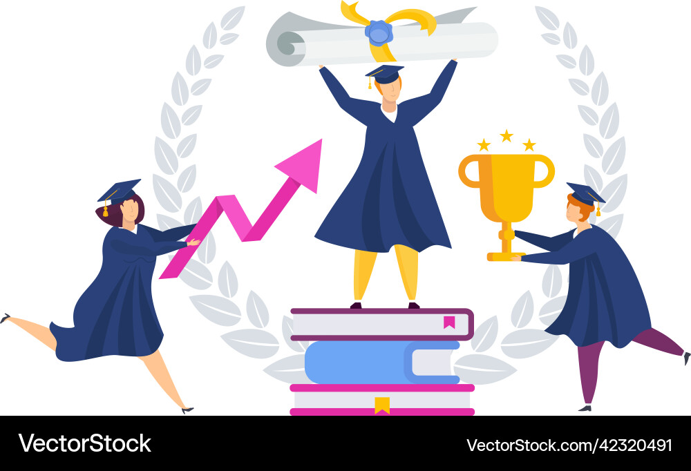 University graduates celebrate graduation University graduates celebrate graduation vector image