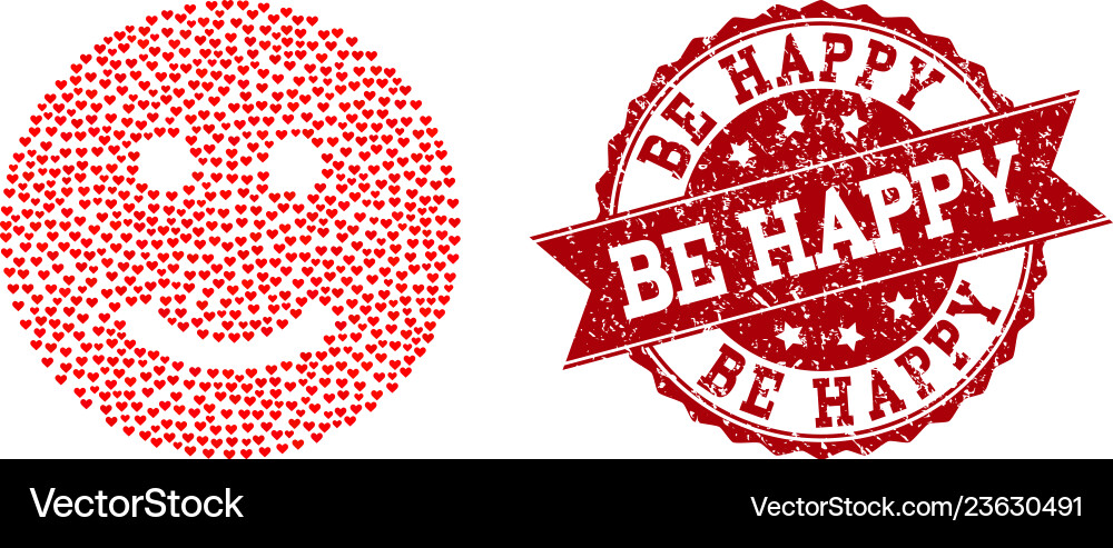 Valentine heart composition of glad smiley icon Valentine heart composition of glad smiley icon vector image