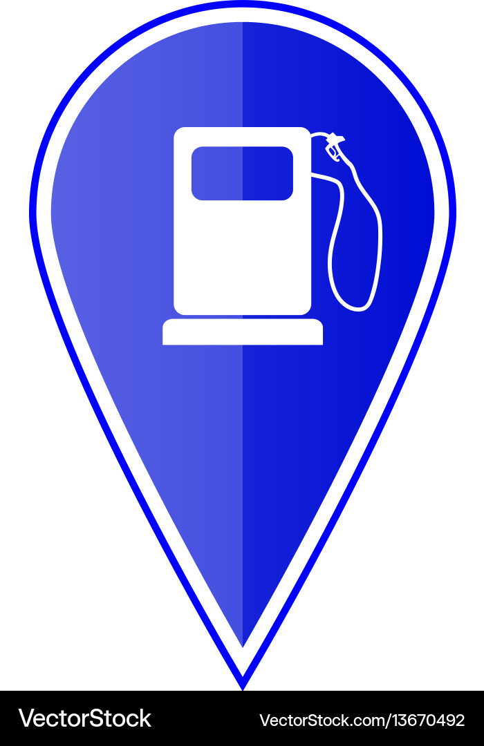 Blue map pointer with gas station Blue map pointer with gas station Vector Image