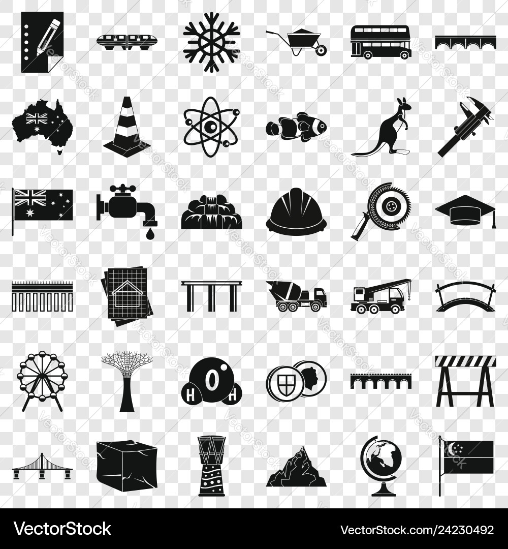 Bridge icons set simple style Vector Image