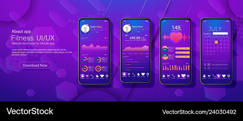 Clean mobile ui design concept app vector image