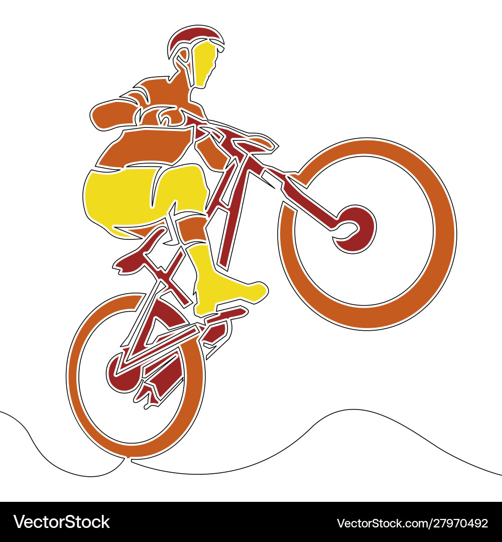 Flat continuous drawing line cyclists concept Flat continuous drawing line cyclists concept vector image