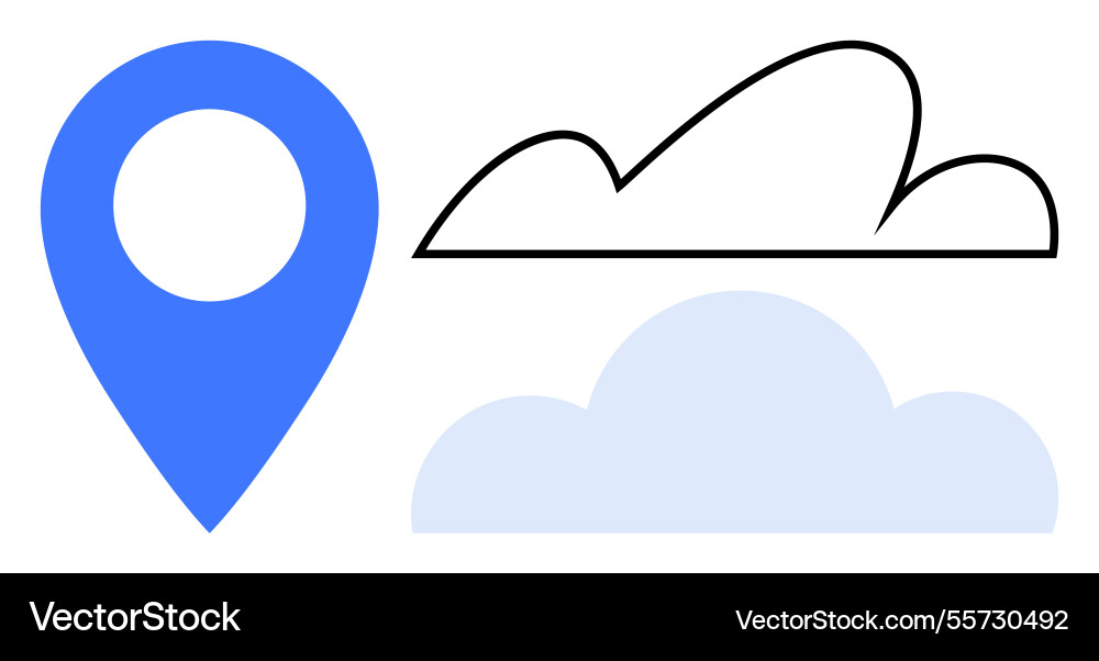 Geolocation marker with cloud symbols representing Geolocation marker with cloud symbols representing vector image