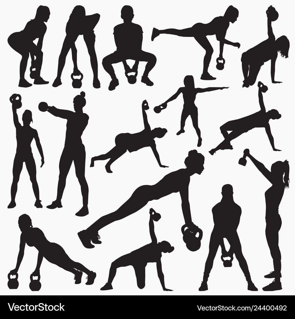 Kettlebell Workout Silhouettes Vector Image