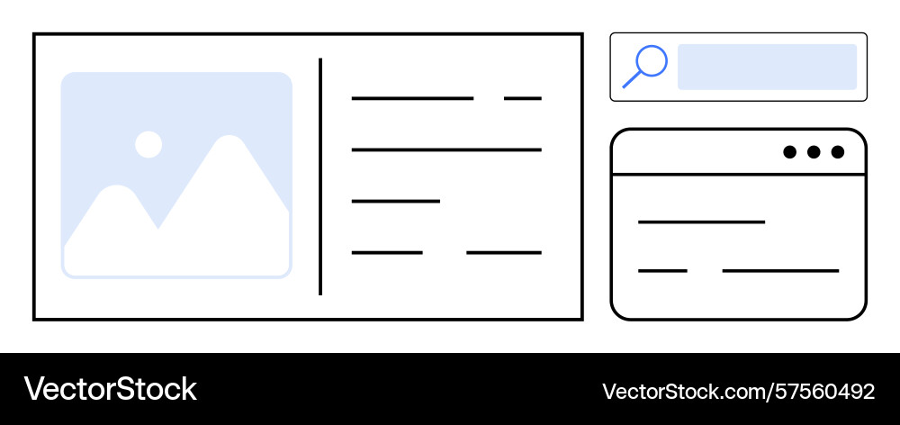 Minimalist website layout with image placeholder Minimalist website layout with image placeholder vector image