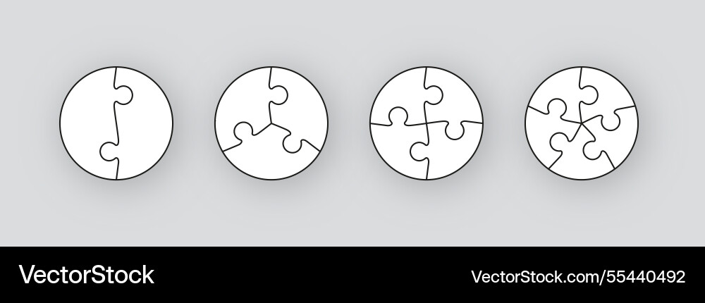 Puzzle grid with pieces stylized in circle shape vector image