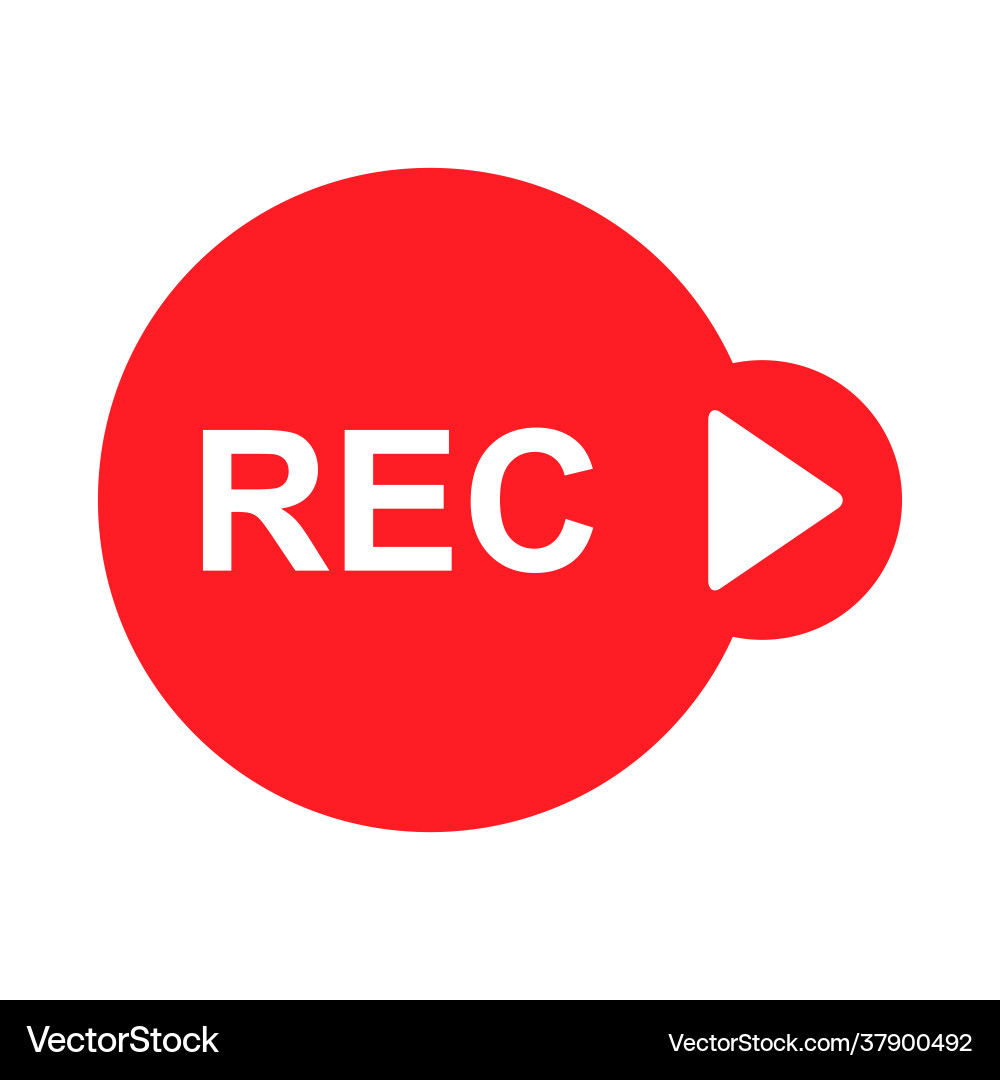 Recording sign button red app panel rec symbol Recording sign button red app panel rec symbol vector image