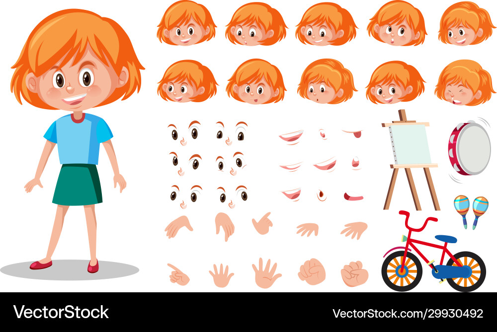 Set kid character with different expressions Vector Image