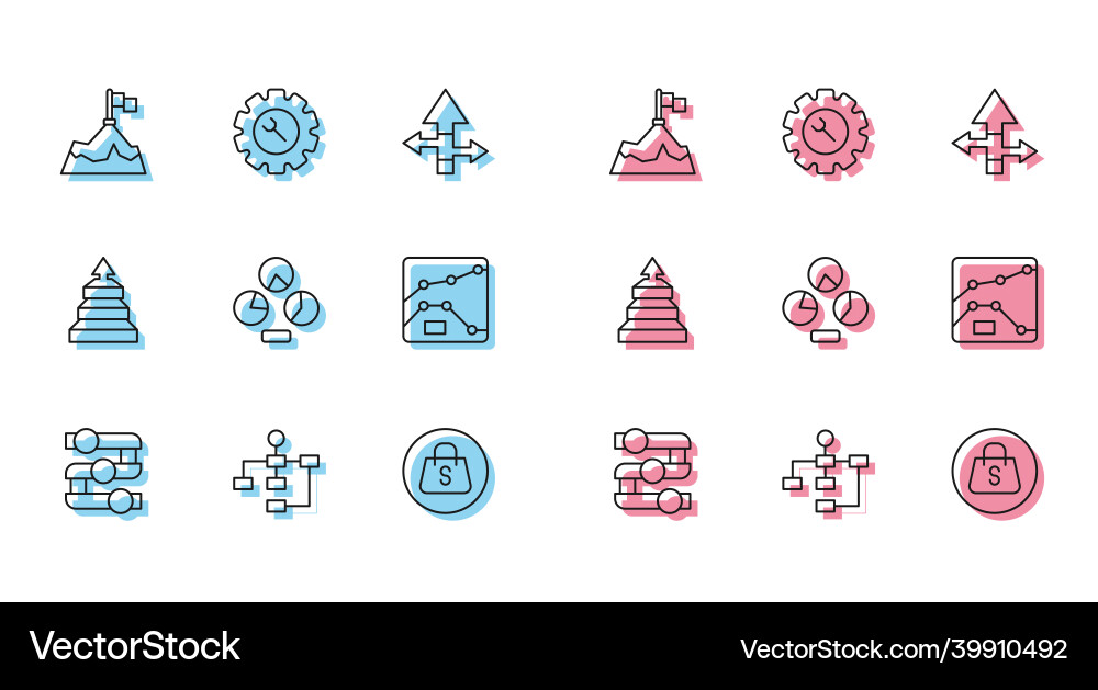 Set line graph chart diagram hierarchy vector image