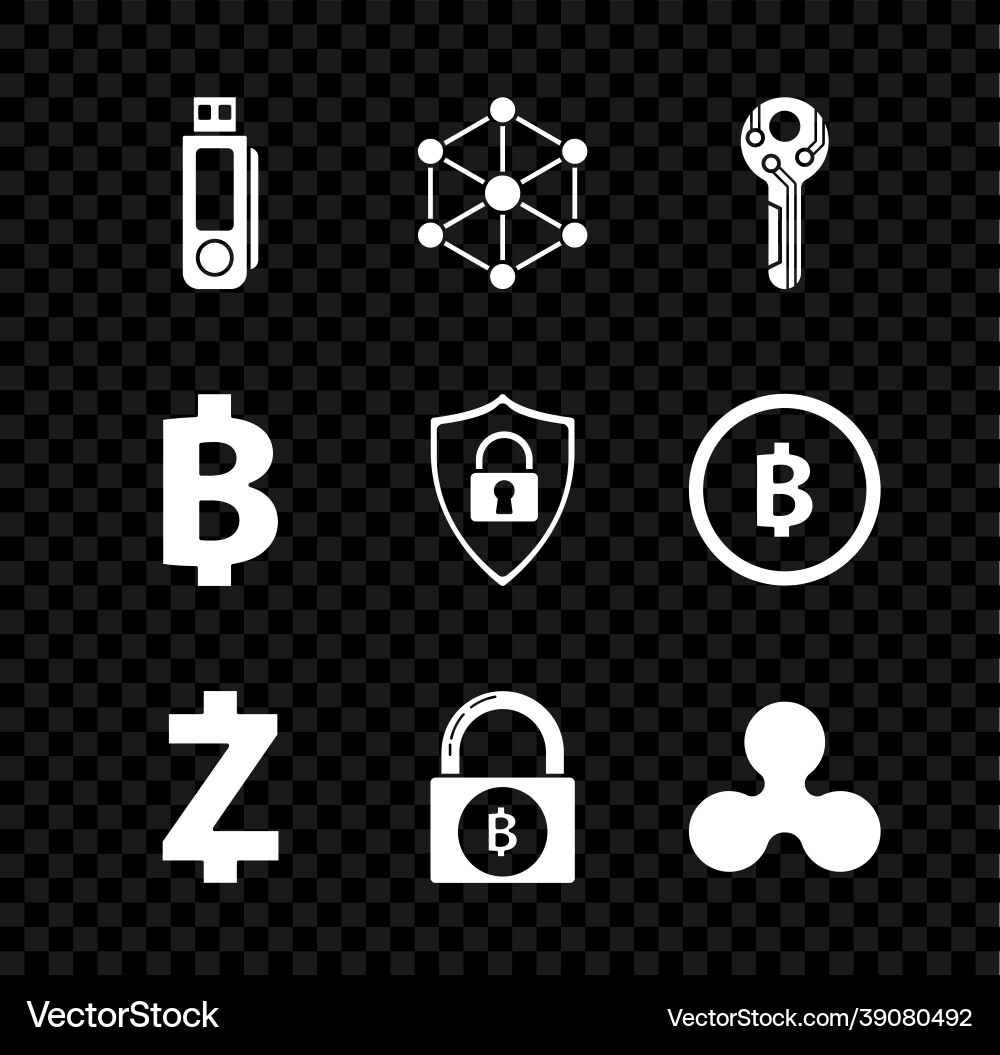 Set usb flash drive blockchain technology Set usb flash drive blockchain technology vector image
