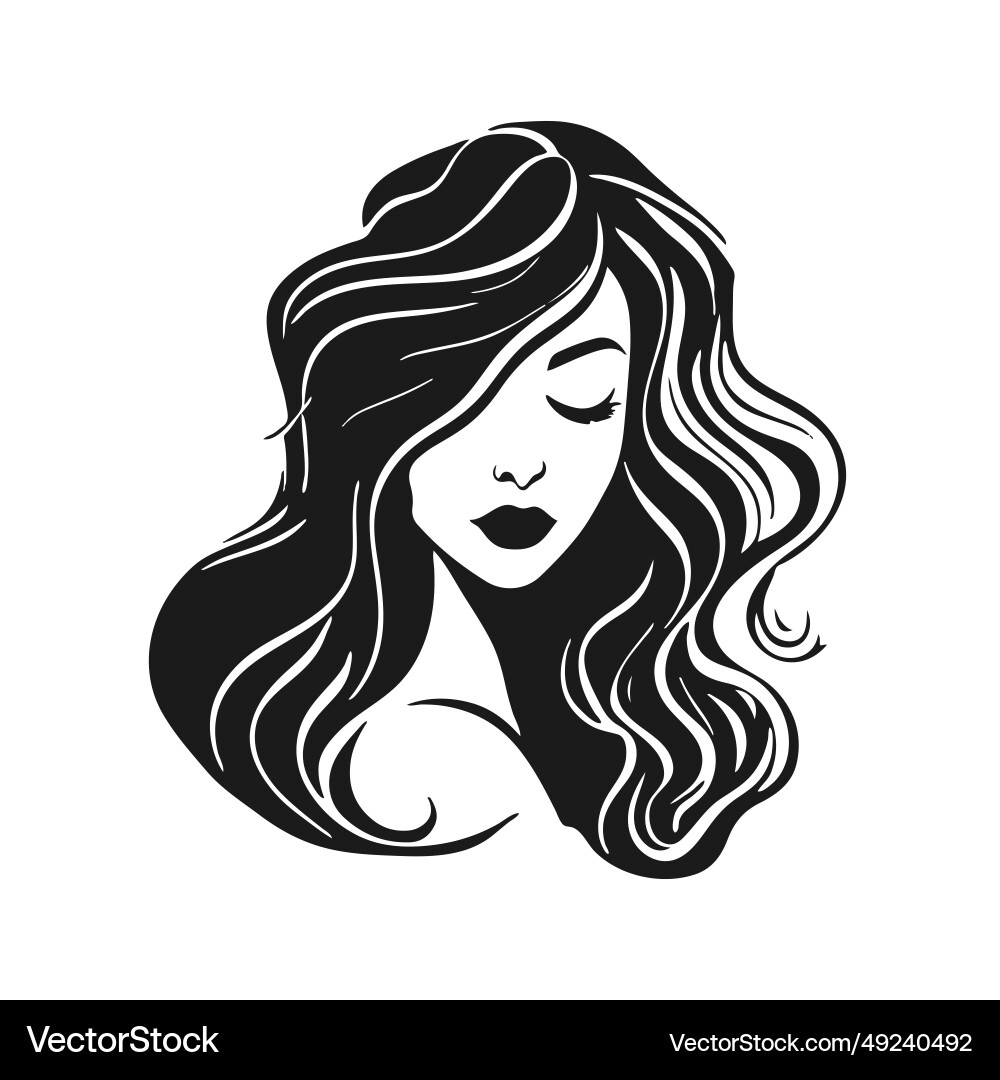 Silhouette of a woman with long flowing hair Silhouette of a woman with long flowing hair vector image