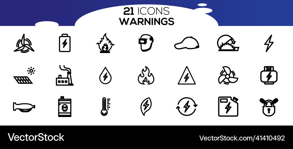 Simple set of warnings related line icons Simple set of warnings related line icons Vector Image