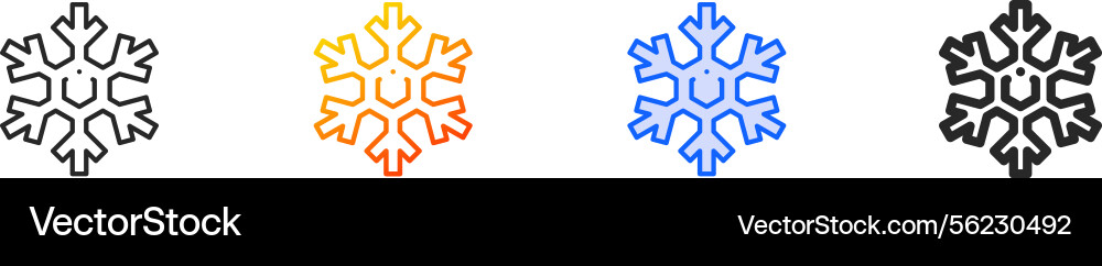 Snowflake iconthin linear gradient blue stroke Vector Image