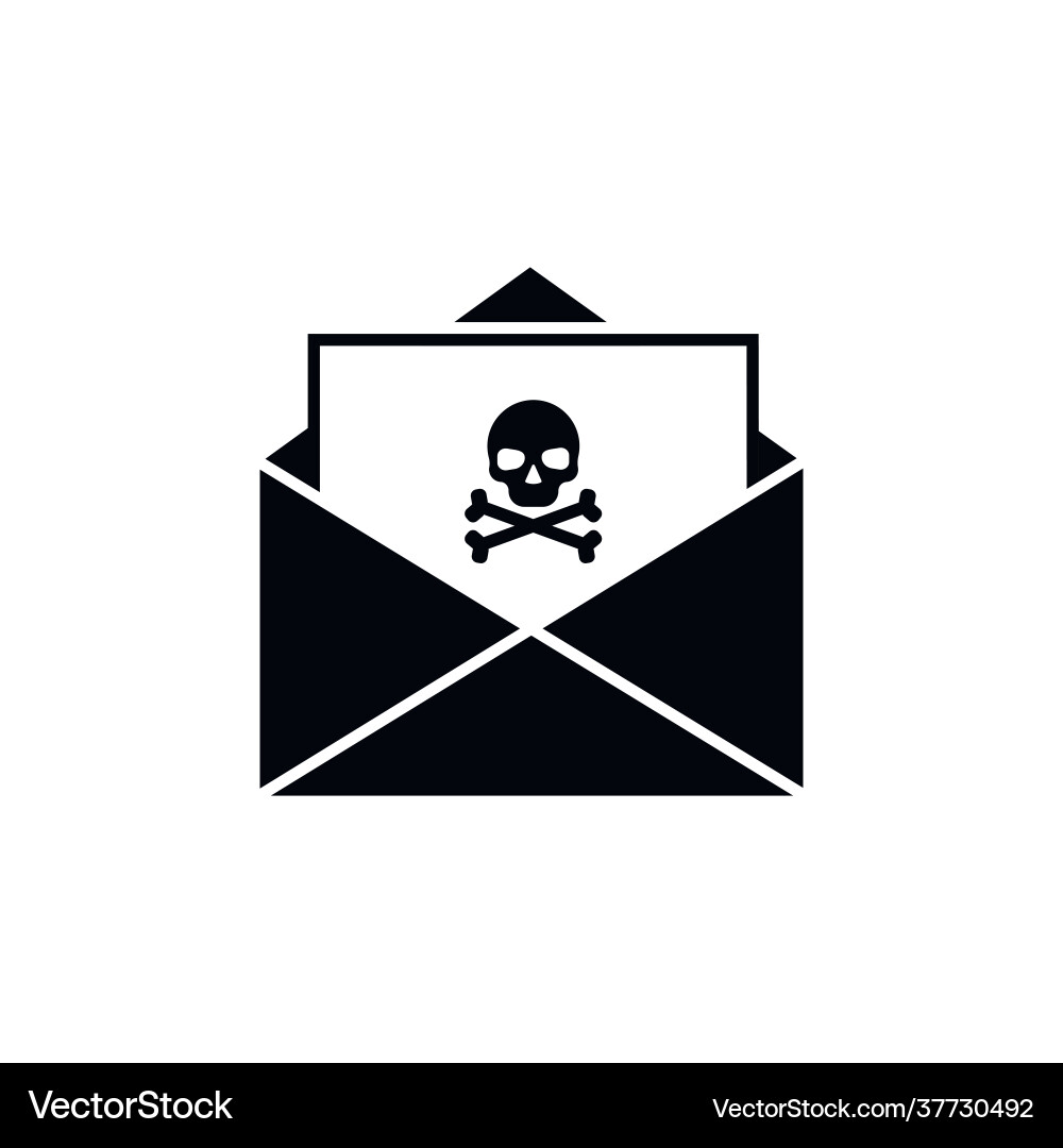 Spam email an open envelope with a skull Spam email an open envelope with a skull vector image
