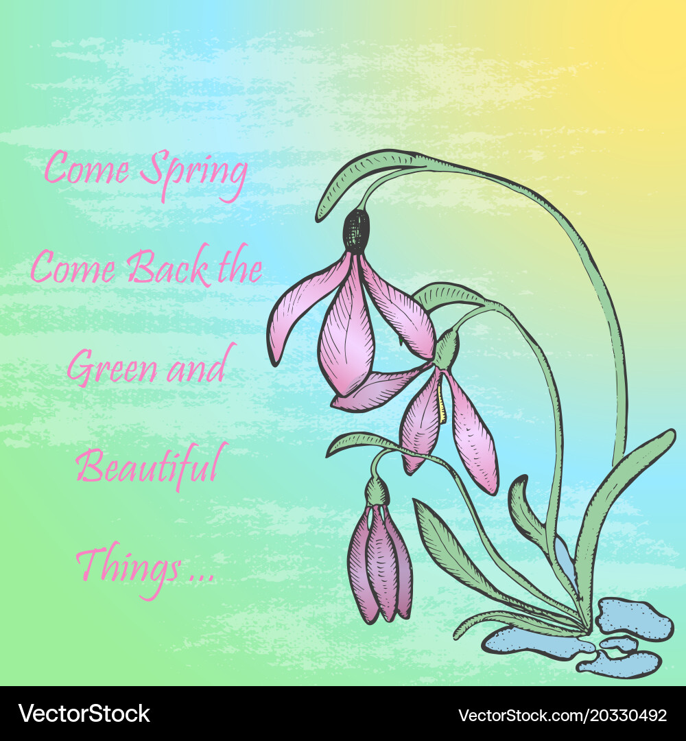 Spring theme card with snowdrop Vector Image