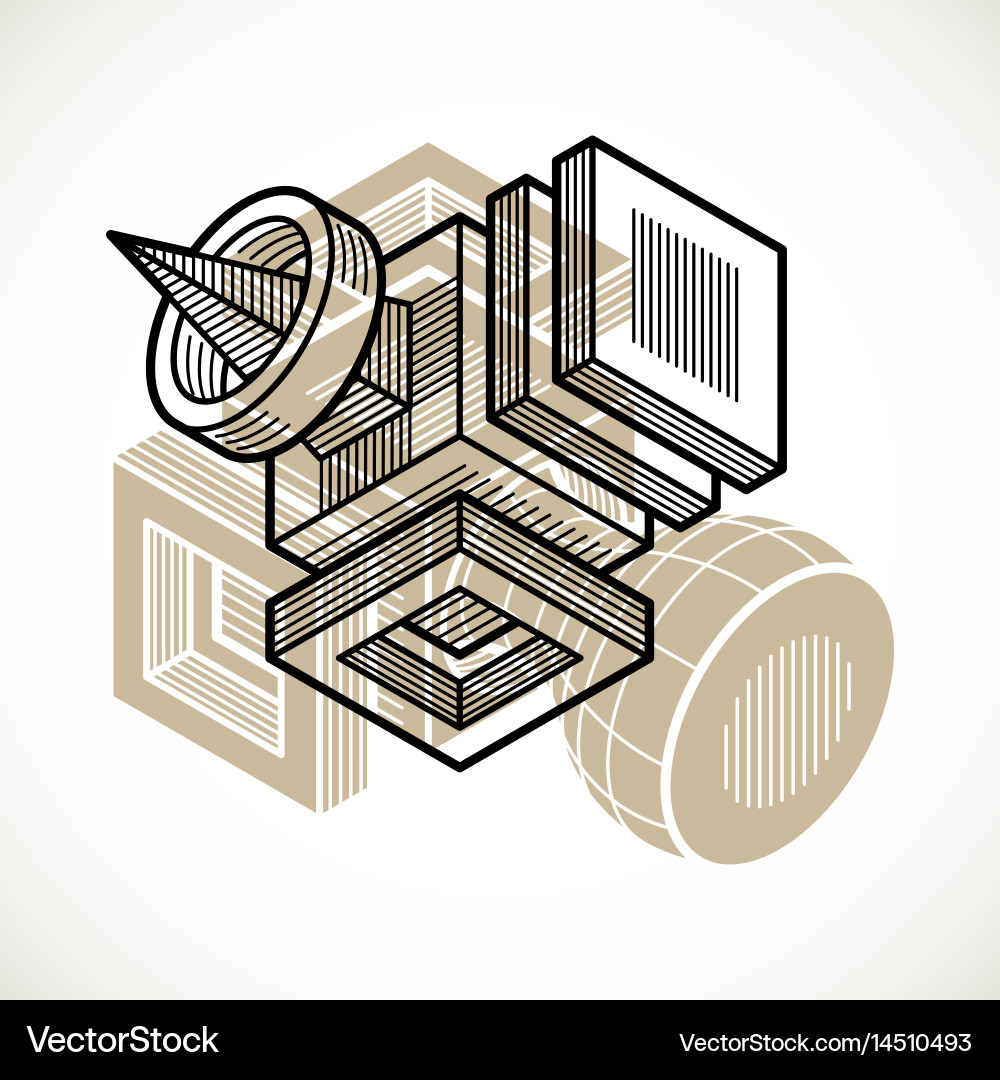 3d engineering abstract shape made using cubes vector image