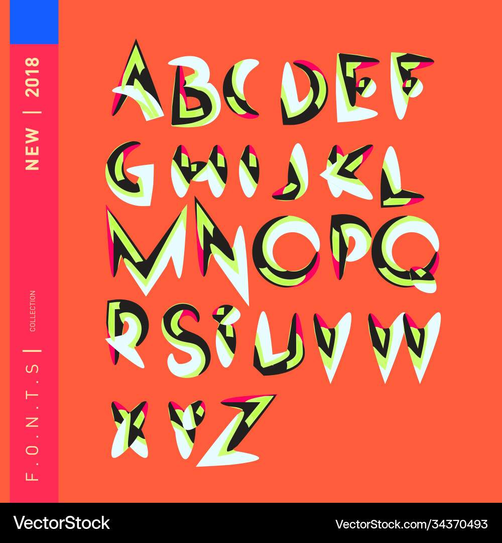 Abstract colorful font and alphabet Abstract colorful font and alphabet Vector Image