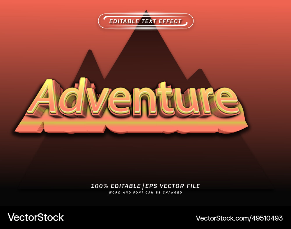 Adventure text editable effect Adventure text editable effect vector image