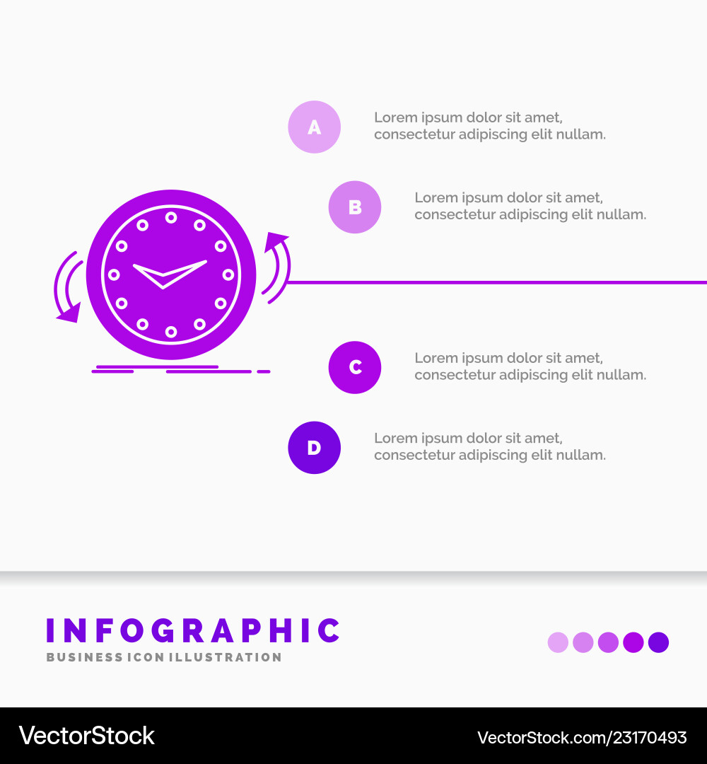 Backup clock clockwise counter time infographics Backup clock clockwise counter time infographics vector image